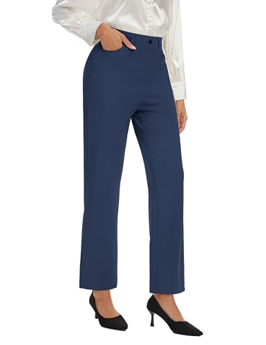 Pantalon de costume pour femme Desol droit bleu marine taille haute XL