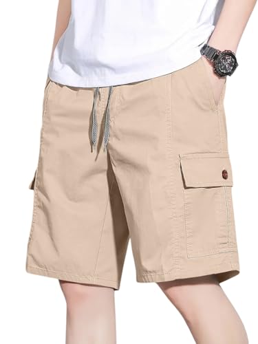 Image of GRECIILOOKS Bermuda Cotton Shorts for Men - Relaxed Fit Casual Summer Shorts | Knee Length Chino Style with Pockets