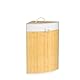 Relaxdays Eckwäschekorb Bambus, Faltbare Wäschebox 60 l, platzsparend, Wäschesack Baumwolle, 65 x 49,5 x 37 cm, Creme