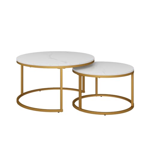Vicco Couchtisch-Set Montreal, Weiß/Gold, 77 x 40 cm 2 Teile, platzsparend klappbar und vielseitig kombinierbar
