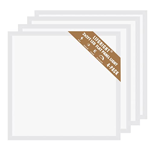 2x2 LED Flat Panel Light 4 Pack, 45W,5800LM, Edge-Lit 2x2FT LED Panel Drop Ceiling Light Fixtures,5000K Daylight White,0-10V Dimmable Troffer Lights,Works from 110-277V AC