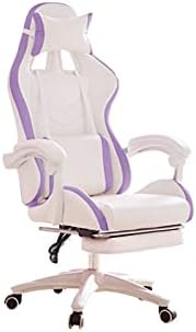 KJLY Ergonomic Video Recreation Chair,Laptop Gaming Chair,Workplace Chair Desk Chairs Reclining with Footrest,White Leather-based Chair (Shade : Purple)
