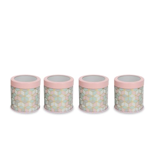 Image of Maroc Collection Airtight Kitchen Container Set| 450ML- Set of 2| Food Grade Metal Storage Jars for Masala, Seeds, Cookies & Snacks| Leakproof, Moist-Proof Canisters| Moroccan Pink Pastel