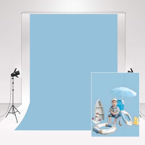 Kate Blue Studio Toile de Fond Photographie 1.8x2.7m Bleu Ciel Couleur Unie Fond Classique Cabine Photo Couleur Toile de Fond de Mariage Peau Amicale Magazine publicité Accessoires de Prise de Vue