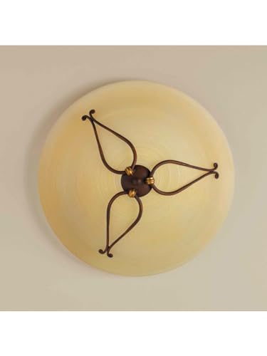 Plafonnier classique fer forgé verre de murano rouille-or 2 lumières PL 109/50