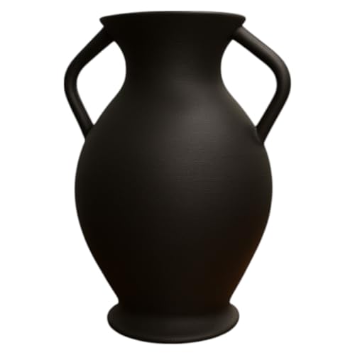 Vaso decorativo a forma di anfora greca, brocca in ceramica con due manici in stile antico, scultura decorativa per interni (nero)