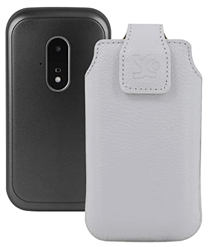 Housse Geemarc CL8700 Suncase cuir blanc protection intégrale sur mesure