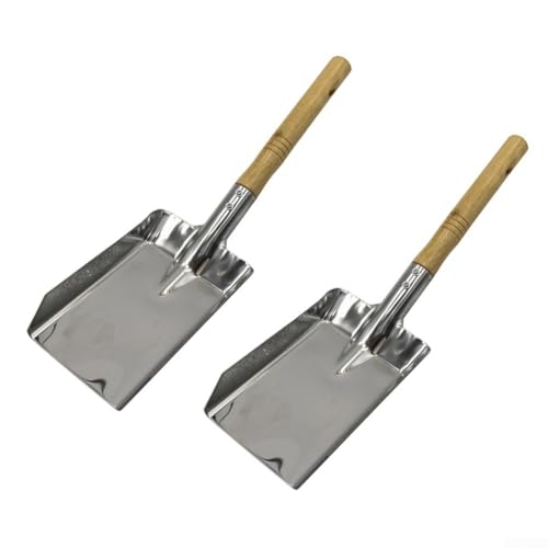 Herramientas de pala para chimenea de chimenea, 2 piezas de acero inoxidable para una fácil limpieza de cenizas de chimeneas, estufas de leña y hogueras con material resistente a la corrosión de larga