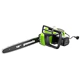 Greenworks 14.5 Amp 18" Corded Electric Chainsaw, Model 20332 with Oregon Bar & Chain, Automatic Oiler, and Tool-Free Chain Tensioning
