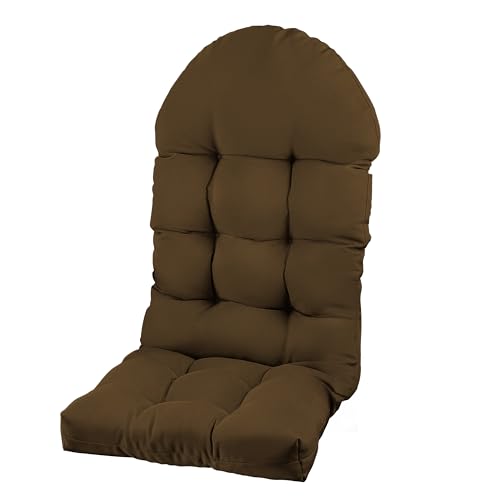 Image of Adirondack Chair Cushion, Rocking Chair Cushion 44x19.4x4 inch, High Back Patio Cushions of Upper and Lower with Ties, Sunscreen and Fade-Resistant (Brown, 1)