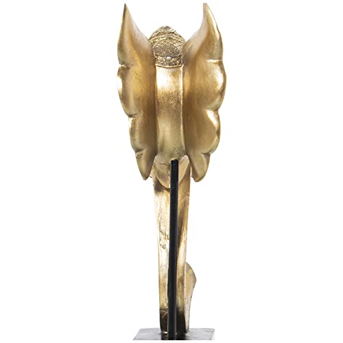 Tête éléphant dorée en résine 36cm objet déco salon moderne - 4