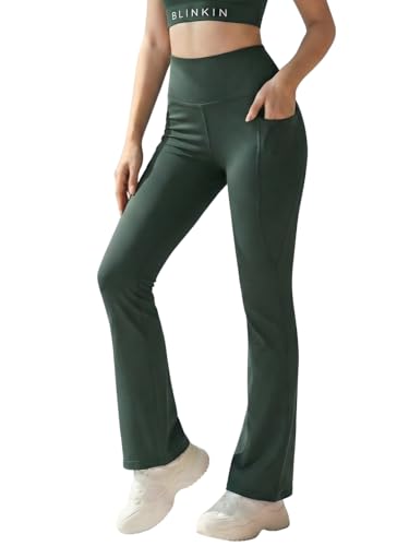 Image of BLINKIN Flared Gym Pants for Women's Workout - The Ultimate Yoga Pants | Workout Lowers | Gym Track Pants for Women with Side Pockets (2049)