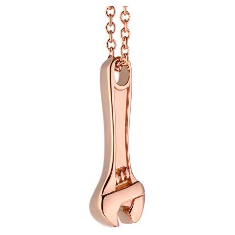MCJKP Cremation Jewellery for Ashes Pendant Necklace Long Chain Rose gold Wrench Keepsake Memorial Gifts Urns for Human Pets Ashes (Rose Gold) Cover