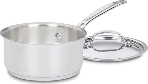 Cuisinart 1.5 Quart Sauce Pan with Cover, Stainless Steel Pot with Lid, Small Kitchen Pots, Dishwasher Safe, Compatible with Induction, Electric, Gas Cooktops, Oven Safe Saucepan, Cool Grip Handles by Cuisinart - Used condition - US$19.32