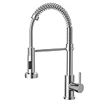 Cobbe Kitchen Tap, Spring Kitchen Sink Mixer Taps with Pull Out Spray, Commercial Faucet Single Handle Lever, High Arc Swivel 360 with 2 Spray Mode Cold and Hot Fittings UK Standard