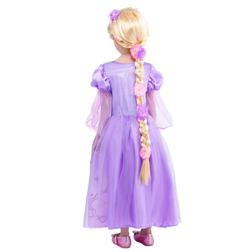 Wizland Princess Costumes for Girls with Wig,Purple Princess Fancy Dress up for Kids & Toddlers Halloween Costumes Outfit 7-8 Years - Image 3