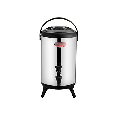 Ruiseawing Termo Comercial para té con Leche, Cubo para Leche de Soja, Acero Inoxidable 304, para almacenar Leche y Vino, Negro, 16 l (Negro, 6 l)