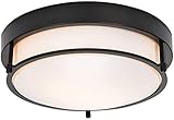 Berliget 12 Inch Kitchen Bedroom Hallway Black Mount Flush Ceiling Light Fixtures , Round Modern...