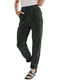 EVALESS Casual Corduroy Pants for Women Drawstring Elastic Waist Pants Fall Winter 2025 Comfy Straight Leg Trousers with Pockets Green Medium