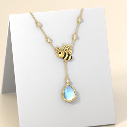 Bee Necklace for Women 925 Sterling Silver Moonstone Bee Pendant Moonstone Jewelry Gifts for Daughter3