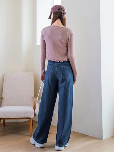Image of GRECIILOOKS Baggy Jeans for Women | High Waist Wide Leg Stylish for Girls Trendy Women's Pant | Loose Jean for Women's | Jean for Womens