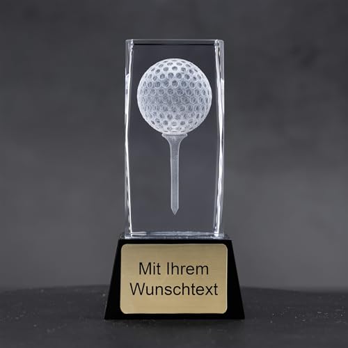 Deitert 3D - Glastrophäe Golf mit schwarzem Glassockel 14 cm