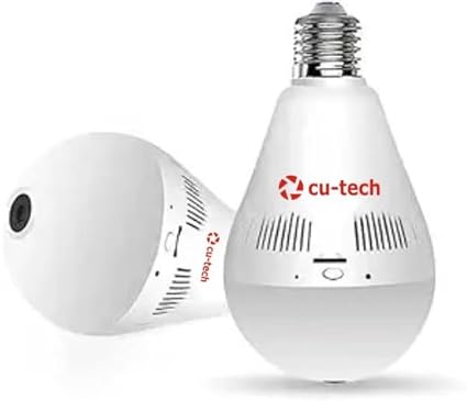 CUTECH 1080P HD WiFi Bulb Light Wireless IP WiFi Camera,Fish Eye 360 Degree Panoramic Mini Lamp IR CCTV Home Security CCTV Camera