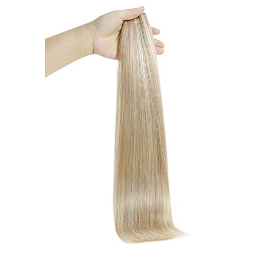 Tape in Hair Extensions Human Hair Dirty Blonde Highlighted With Platin um Blonde Real Hair 14 Inch 50g 20 Pcs Tape onHair