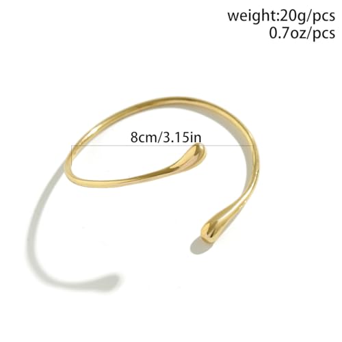 Women's 18k Gold Plated Arm Cuff Bracelet - Minimalist Silver Upper Arm Cuff for Cool 6