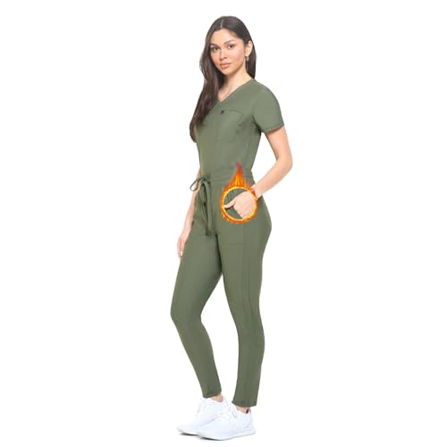 M&M SCRUBS Women's Scrub Set Ultra Stretch Form Fitting Scrubs for Women Set (Olive, Small)