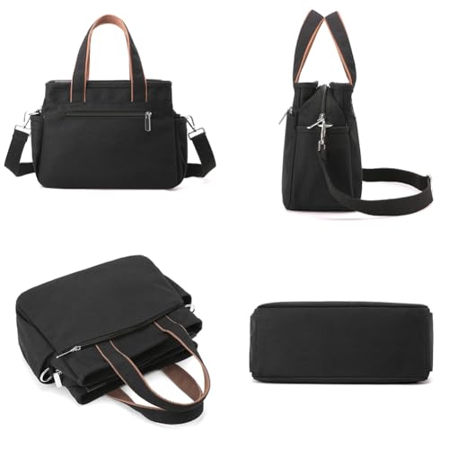 Large Canvas Tote Bag for Women Multi Pocket Messenger Shoulder Crossbody Handbag Bag with Zipper Work ping2