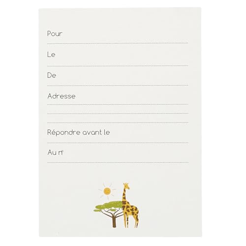 PARTY TIME - EA10229 - Set of 6 Savannah Invitation Cards, white