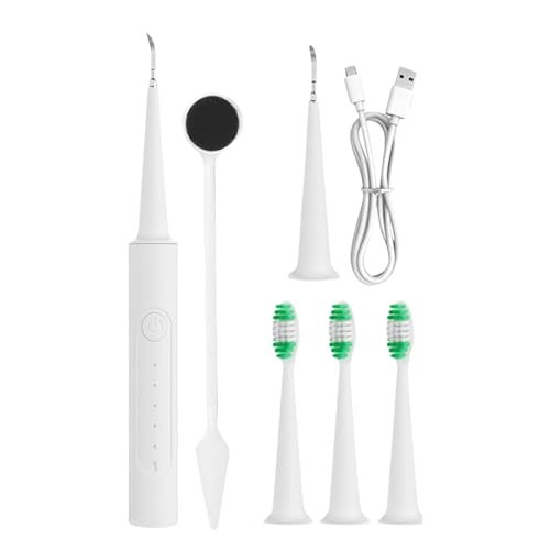 Cepillo de dientes eléctrico ultrasónico, dispositivo removedor de alquitrán, kit de limpiador de dientes con 3 modos ajustables, con 4 cabezas reemplazables, eliminar efectivamente Plaqu-E, alquitrán