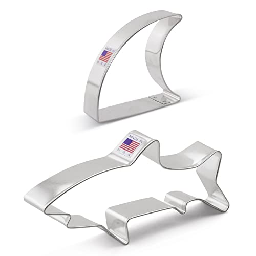 Ann Clark Cookie Cutters Shark 2-Pc. Cookie Cutter Set Made in USA, Shark, Fin