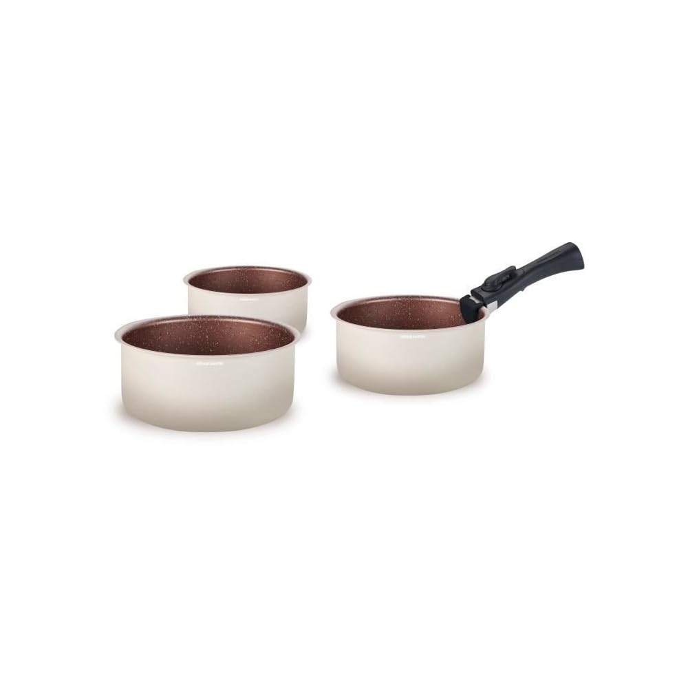 Arthur Martin - Set de 3 casseroles 16-18-20 cm + 1 poignée - Aluminium - revêtement anti adhérent - poignée amovible - Tous feux dont induction