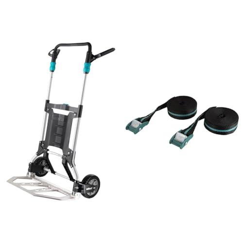 wolfcraft 5525000 Système de Transport TS 1500 - Diable Pliant Professionnel - Charge Max. 200 kg & 3421000 2 Sangles de Serrage | Longueur 4 m | Force de...