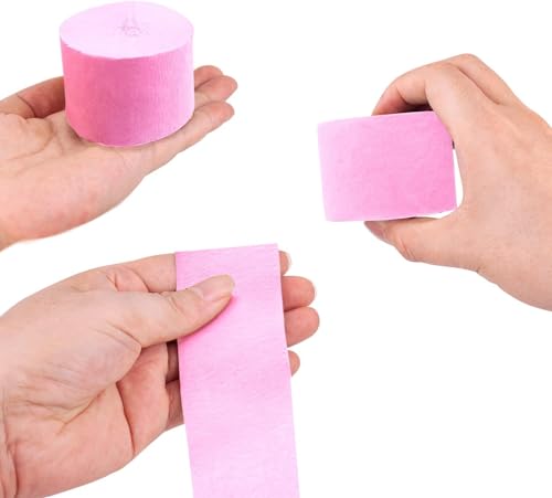 Image of Pink and Green Crepe Paper Streamers - 8 Rolls Party Streamers for Birthday Party Decorations