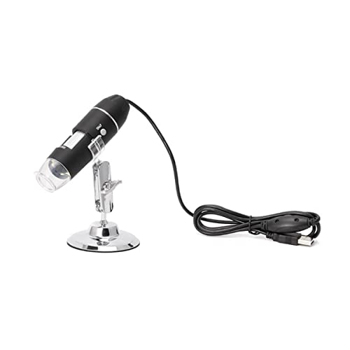 顕微鏡キット 8 LED 1600Xデジタル顕微鏡、金属スタンド付き 顕微鏡レンズアダプター