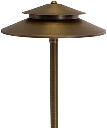 VOLT Stratum 12V Brass 2-Tier Path Light (12" Shade, 25" Tall) with 3W 2700K G4 LED Bulb