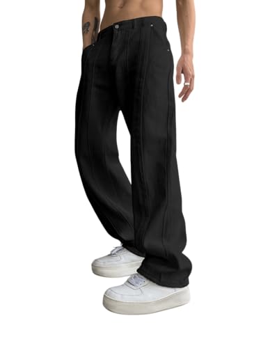 OYOANGLE Men's Casual Pants Classic Fit Stretchable Straight Legs Work Pants with Pockets