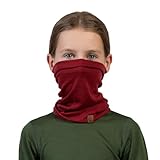 menique Kinder Merino Schlauchschal – 100% Merinowolle Loop Schal, Halstuch, Halswärmer, Kinderschal Winter, Atmungsaktiv Dünner Fleece Loop, Mädchen Jungen fur Skifahren & Outdoor, Königsblau Kirsche