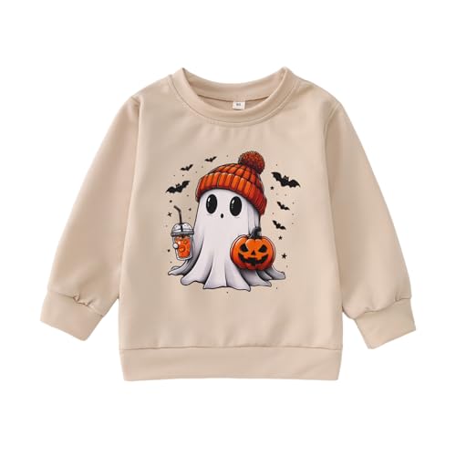 CM C&M WODRO Toddler Halloween Sweatshirt Girl Boy Pumpkin Ghost Pullover Crewneck Long Sleeve Shirt Cute Spooky Season Tops
