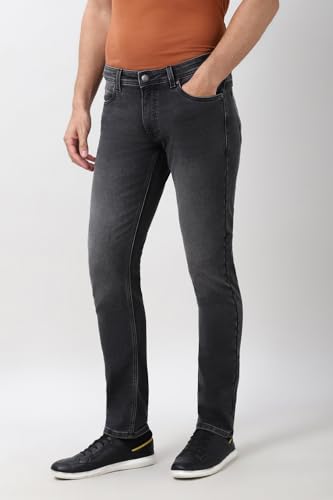 Image of Peter England Men's Slim Tapered Jeans | Denim | Premium | Modern Fit