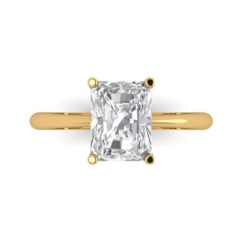 Clara Pucci 2.5 tcw Radiant Cut Engagement Ring for Women, 14K Solid Gold, Yellow Gold, Solitaire White Sapphire Bridal Anniversary Promise Ring