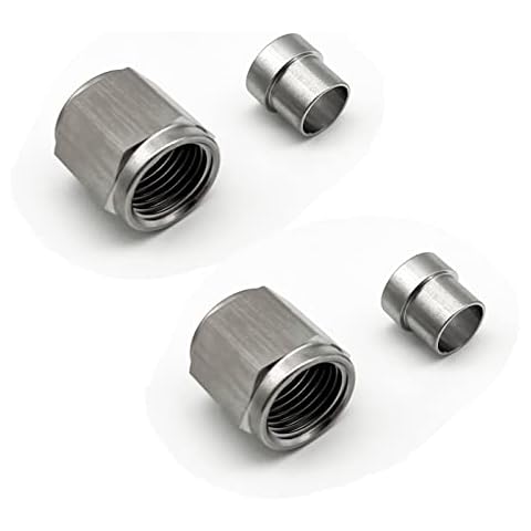 KRD PERFORMANCE Stainless Steel Hardline Fitting 8AN Female Tube Nut and Sleeve for 5/16 (7.9mm) OD alloy Tube Hose Fuel Line Fitting Adapter, Pack of 2 Cover