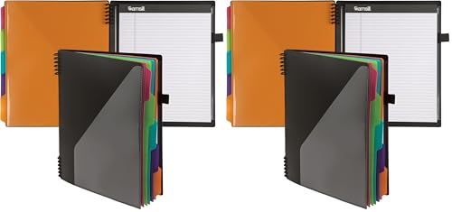 Image of Samsill Left-Handed 10 Pocket Poly Project Organizer with 5 Dividers, File Folders Letter Size, Quick Access Front Pocket, Refillable Notepad, Erasable Write-On Tabs in Fashion Colors (Pack of 2)