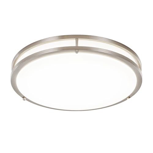 DLLT Flush Mount LED Ceiling Light: 16 Inch 5CCT (3000K-6000K) & Dimmable Ceiling Light Fixtures for Bedroom Hallway - 36W Modern Brushed Nickel Super Bright Kitchen Lighting Fixtures Ceiling