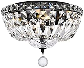 Elegant Lighting Tranquil 12" Metal and Crystal Flush Mount in Black