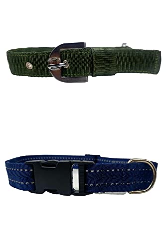 Forever99 Pet Shop Dog Collar Neck Belt Military Grade Training Soft and Durable for Nylon Dog Adjustable Collar Neck Belt for Large Dogs Multi Color to fit All Adjustable Combo 2 Pack
