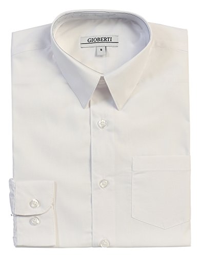 Image of Gioberti Boy's Long Sleeve Dress Shirt + Solid Tie, Bow Tie, and Hanky